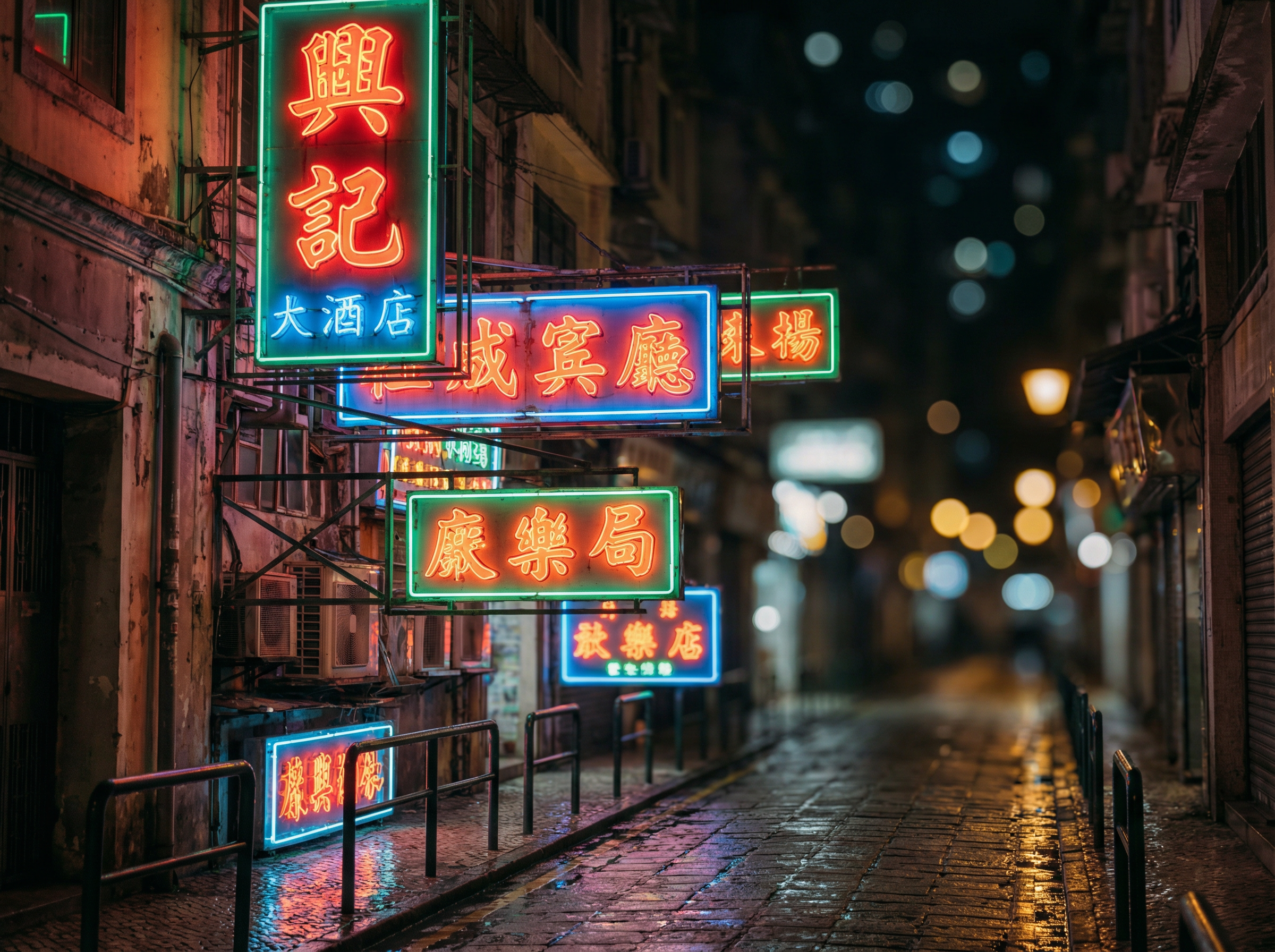 澳门美高梅 - 霓虹灯招牌特写